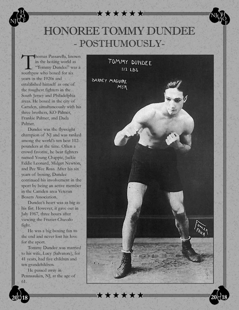 TOMMY DUNDEE – New Jersey Boxing Hall of Fame